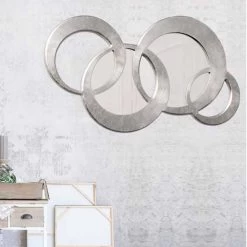 Grand Miroir Mural De Design Moderne Décoré à La Main Ball Silver