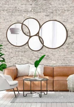 Cadre Coloré En Forme De Miroir Mural De Conception Moderne - Synthèse -Décoration D'intérieur specchio da parete design moderno a forma di anelli finitura colorata sintesi 3