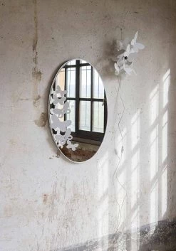 Miroir Mural Ovale En Fer De Conception Moderne Fabriqué En Italie - Beurre -Décoration D'intérieur specchio da parete di design moderno ovale in ferro made in italy butter 3