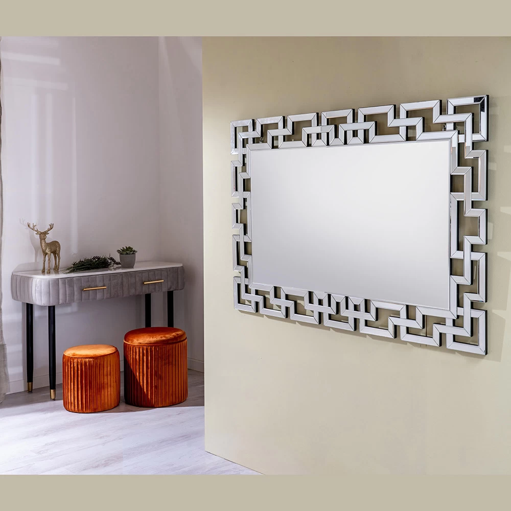Miroir Mural En Mdf Et Verre Argenté Avec Cadre Façonné - Avolo 7 Miroir Mural En Mdf Et Verre Argenté Avec Cadre Façonné - Avolo – Image 5