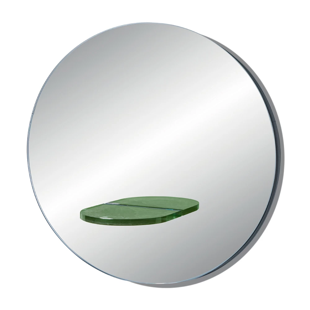 Miroir Mural Rond Avec étagère En Verre Coloré Made In Italy - Eliza 5 Miroir Mural Rond Avec étagère En Verre Coloré Made In Italy - Eliza – Image 3