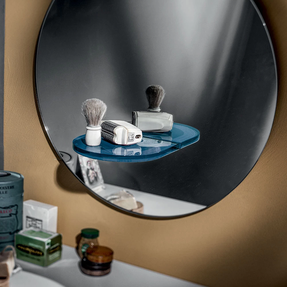 Miroir Mural Rond Avec étagère En Verre Coloré Made In Italy - Eliza 9 Miroir Mural Rond Avec étagère En Verre Coloré Made In Italy - Eliza – Image 7