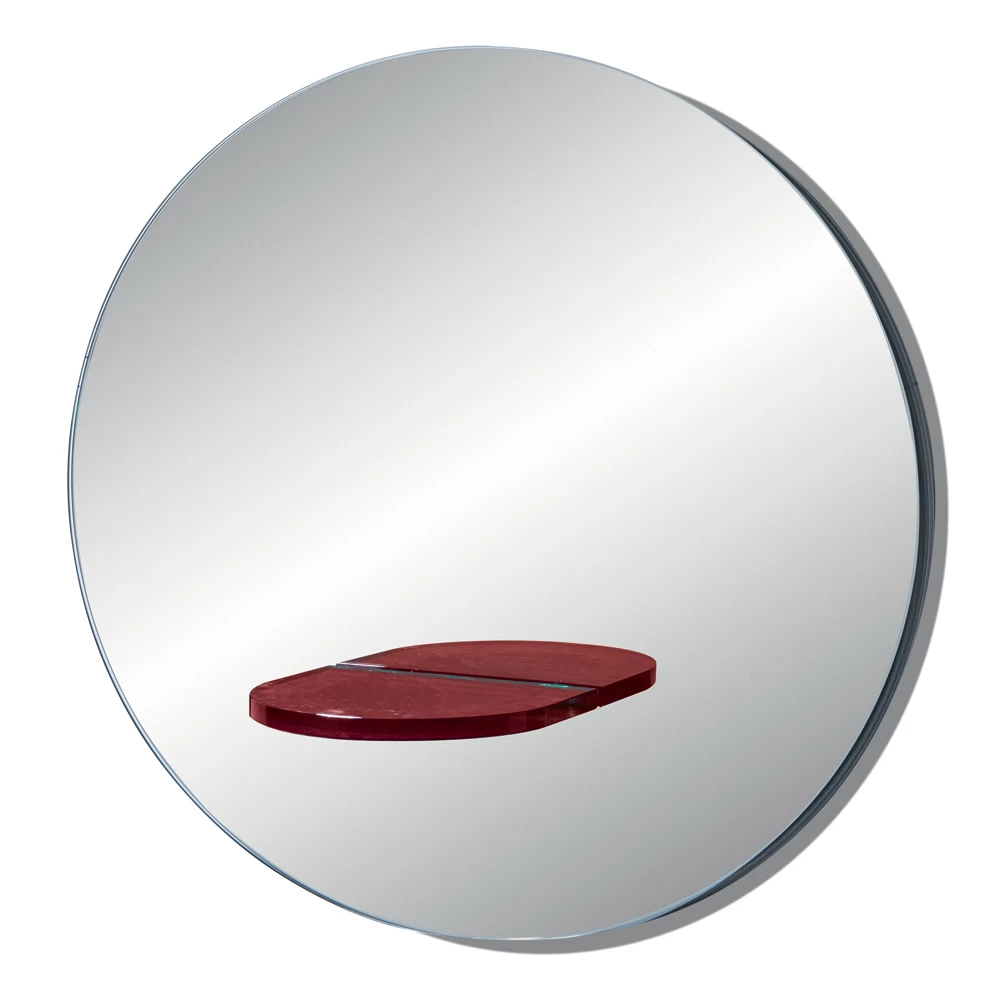 Miroir Mural Rond Avec étagère En Verre Coloré Made In Italy - Eliza 3 Miroir Mural Rond Avec étagère En Verre Coloré Made In Italy - Eliza