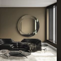 Miroir Mural Rond Avec Structure En Bois Fabriqué En Italie - Navona -Décoration D'intérieur specchio da parete rotondo con struttura in legno made in italy navona 7