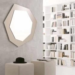 Miroir Mural En Forme Avec Cadre En Verre Made In Italy - Chlore -Décoration D'intérieur specchio da parete sagomato con cornice in vetro made in italy cloro 2