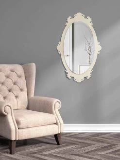 Miroir Mural Design Vintage En Bois Marron Avec Cadre - Giangio -Décoration D'intérieur specchio da parete vintage di design in legno marrone con cornice giangio 2