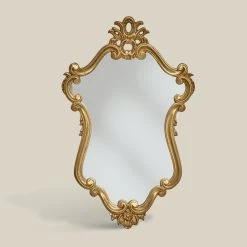 Miroir En Forme De Luxe Avec Cadre En Feuille D'or Fabriqué En Italie - Precious