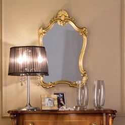 Miroir Classique à La Feuille D'or Avec Cadre En Forme Fabriqué En Italie - Precious -Décoration D'intérieur specchio foglia oro classico con cornice sagomata made in italy prezioso 1