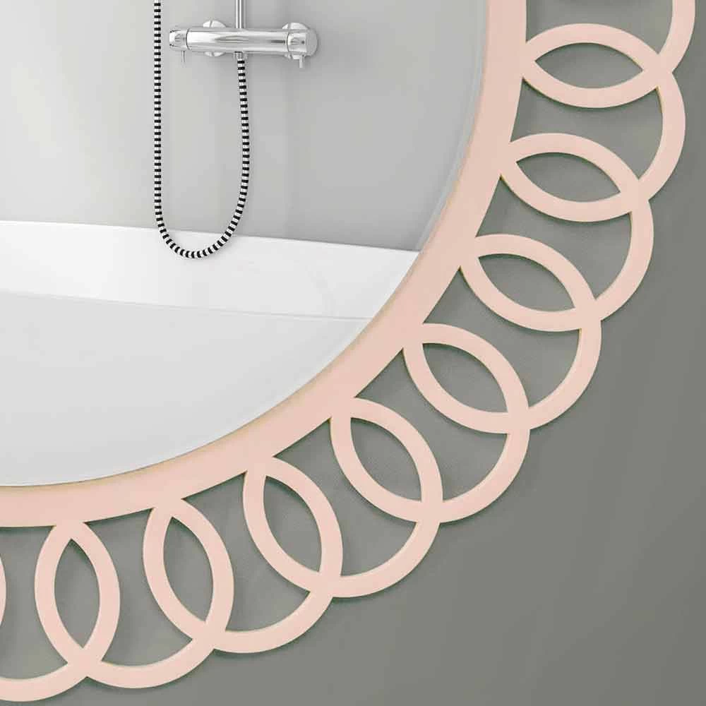 Grand Miroir Mural De Design Décoratif Et Moderne En Bois Rose - Couronne 5 Grand Miroir Mural De Design Décoratif Et Moderne En Bois Rose - Couronne – Image 3
