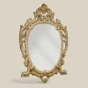Miroir Ovale Classique En Bois De Feuille D'or Et D'argent Fabriqué En Italie - Vanessa -Décoration D'intérieur specchio ovale classico legno foglia oro e argento made in italy vanessa