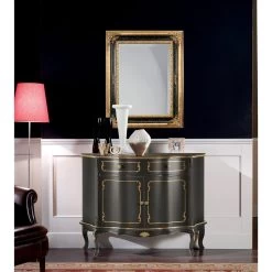 Miroir Rectangulaire En Bois De Feuille D'or Et Noir Made In Italy - Sophie -Décoration D'intérieur specchio rettangolare in legno foglia oro e nero made in italy sophie 3