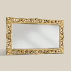 Miroir En Bois Rectangulaire Classique à La Feuille D'or Fabriqué En Italie - Denver