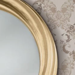 Miroir Rond Avec Cadre En Bois Doré De Luxe Fabriqué En Italie - Adelin -Décoration D'intérieur specchio rotondo con cornice in legno oro di lusso made in italy adelin 2
