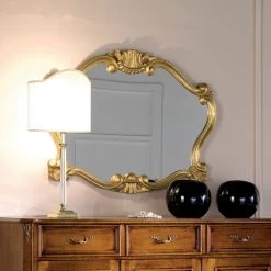 Miroir De Style Classique Avec Cadre En Feuille D'or Fabriqué En Italie - Precious 7 Miroir De Style Classique Avec Cadre En Feuille D'or Fabriqué En Italie - Precious -Décoration D'intérieur specchio stile classico con cornice foglia oro made in italy prezioso 1