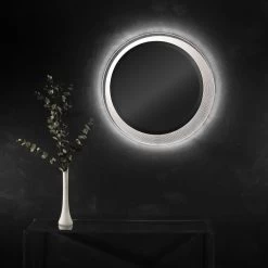 Miroir Lumineux LED Rond En Cristal Acrylique Moderne - Carotte -Décoration D'intérieur specchio tondo luminoso in cristallo acrilico con decori lineari carotte 2