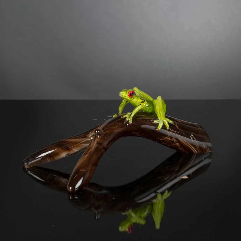 Statue Grenouille Sur Branche En Verre Coloré Made In Italy - Froggy 4 Statue Grenouille Sur Branche En Verre Coloré Made In Italy - Froggy – Image 2