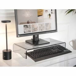 Support De Moniteur En Design Italien En Plexiglas Transparent Ou Fumé - Nerd -Décoration D'intérieur supporto per monitor in plexiglass trasparente o fume design italiano nerd 4