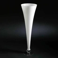 Grand Vase D'intérieur En Verre Blanc Et Transparent Fabriqué En Italie - Clodino