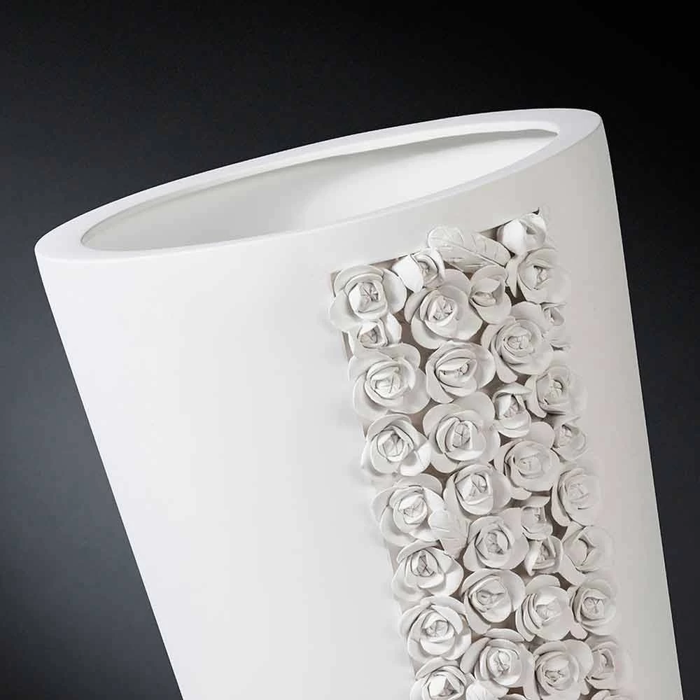Grand Vase En Céramique Blanche Avec Décoration Faite à La Main En Italie - Calisto 7 Grand Vase En Céramique Blanche Avec Décoration Faite à La Main En Italie - Calisto – Image 5
