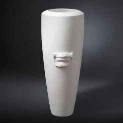 Grand Vase En Céramique Blanche Fait à La Main Avec Décoration Made In Italy - Capuano