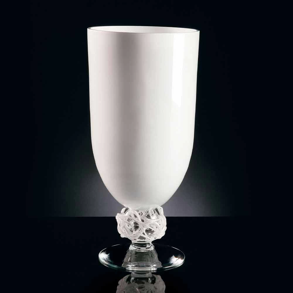 Vase D'intérieur En Verre Blanc Fabriqué à La Main En Italie - Crezia 3 Vase D'intérieur En Verre Blanc Fabriqué à La Main En Italie - Crezia