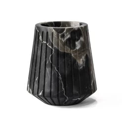 Vase Bas Décoratif En Marbre Portoro à Motif Rayé Fabriqué En Italie - Le Caire