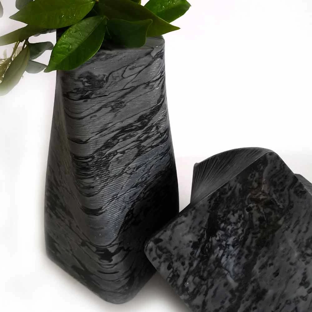 Vase Design Décoratif En Bardiglio Ou Marbre De Carrare Made In Italy - Prisma 7 Vase Design Décoratif En Bardiglio Ou Marbre De Carrare Made In Italy - Prisma – Image 5