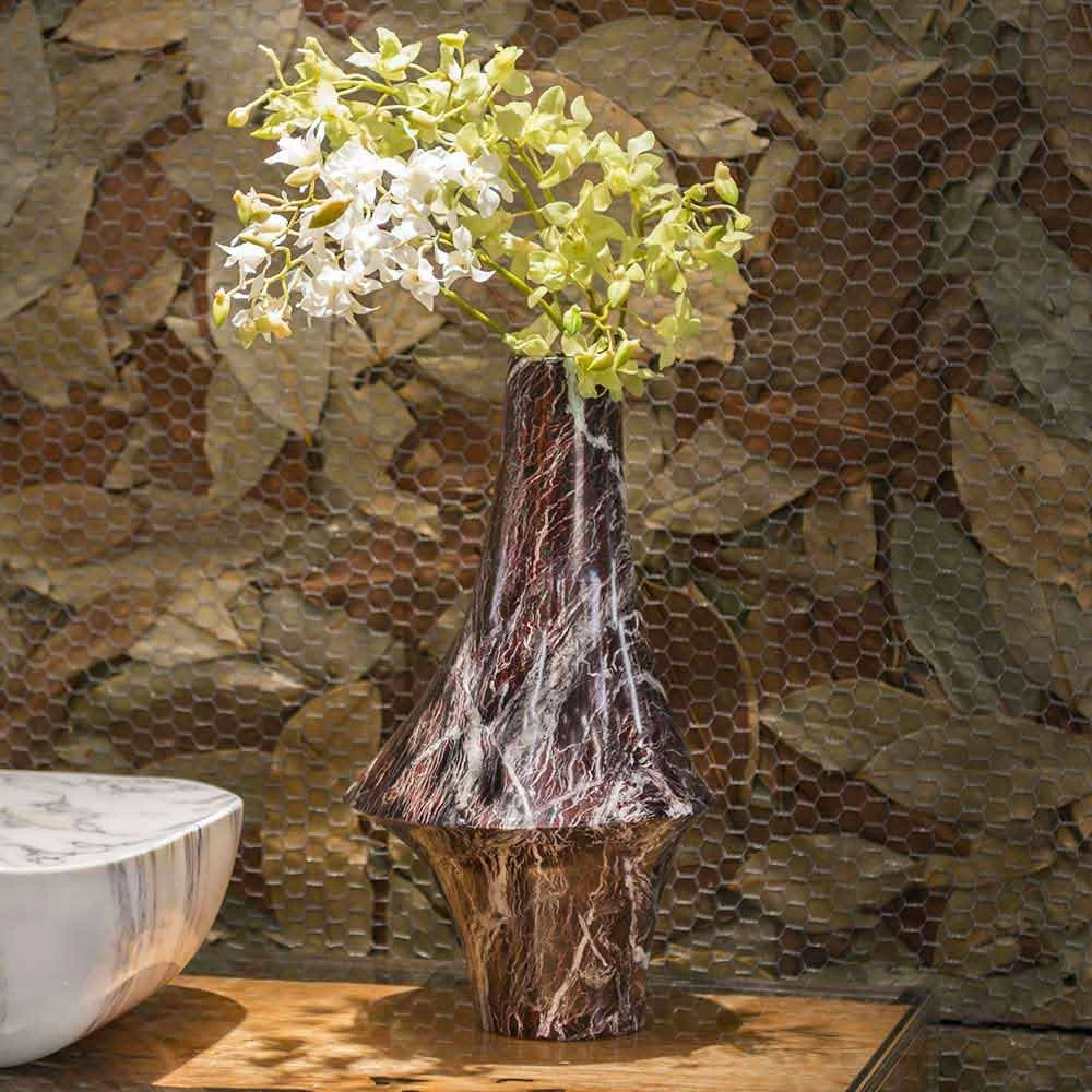 Vase Décoratif En Marbre Rouge Avec Veines Blanches Fabriqué En Italie - Original 6 Vase Décoratif En Marbre Rouge Avec Veines Blanches Fabriqué En Italie - Original – Image 4