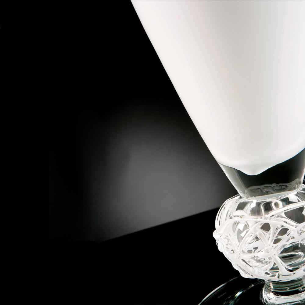 Vase Décoratif En Verre Blanc Et Transparent Fabriqué à La Main En Italie - Crezia 5 Vase Décoratif En Verre Blanc Et Transparent Fabriqué à La Main En Italie - Crezia – Image 3