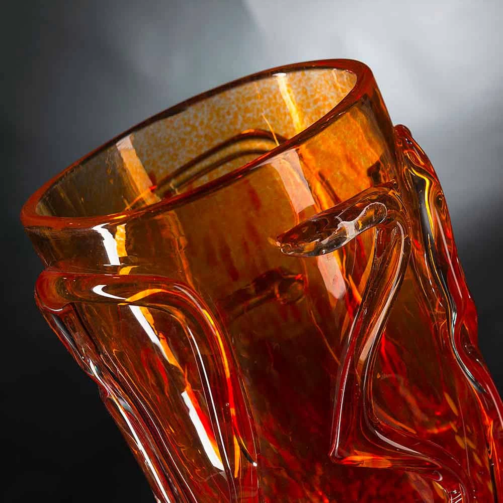 Vase Décoratif En Verre Soufflé De Murano Orange Fabriqué En Italie - Mister 9 Vase Décoratif En Verre Soufflé De Murano Orange Fabriqué En Italie - Mister – Image 7