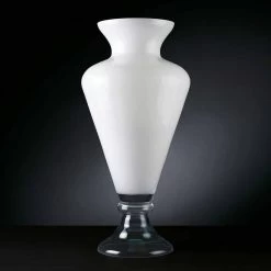 Vase Décoratif Moderne En Verre Transparent Et Blanc Fabriqué En Italie - Romantique