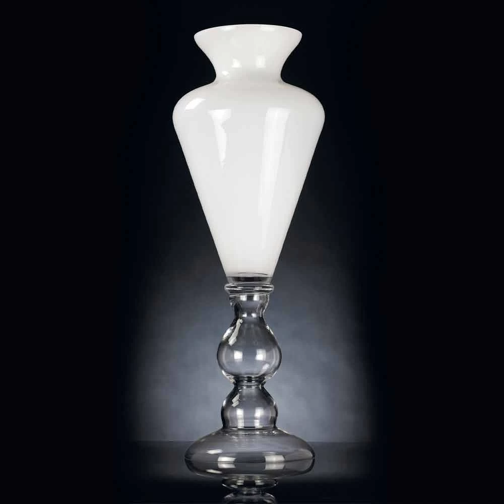 Vase Décoratif Moderne En Verre Transparent Et Blanc Fabriqué En Italie - Romantique 6 Vase Décoratif Moderne En Verre Transparent Et Blanc Fabriqué En Italie - Romantique – Image 4