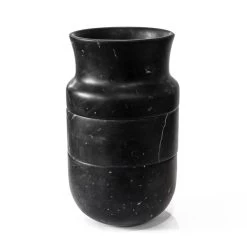 Vase Décor En Marbre De Carrare Blanc Et Design Marquinia Noir - Calar -Décoration D'intérieur vaso decoro in marmo bianco di carrara e nero marquinia design calar 2