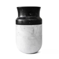 Vase Décor En Marbre De Carrare Blanc Et Design Marquinia Noir - Calar -Décoration D'intérieur vaso decoro in marmo bianco di carrara e nero marquinia design calar 4