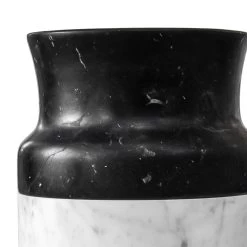 Vase Décor En Marbre De Carrare Blanc Et Design Marquinia Noir - Calar -Décoration D'intérieur vaso decoro in marmo bianco di carrara e nero marquinia design calar 5