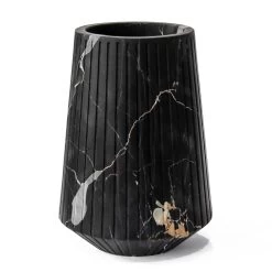 Vase En Marbre De Carrare Blanc Ou Motif Rayé Portoro Noir - Le Caire -Décoration D'intérieur vaso di decoro marmo bianco carrara o nero portoro a righe design cairo 4