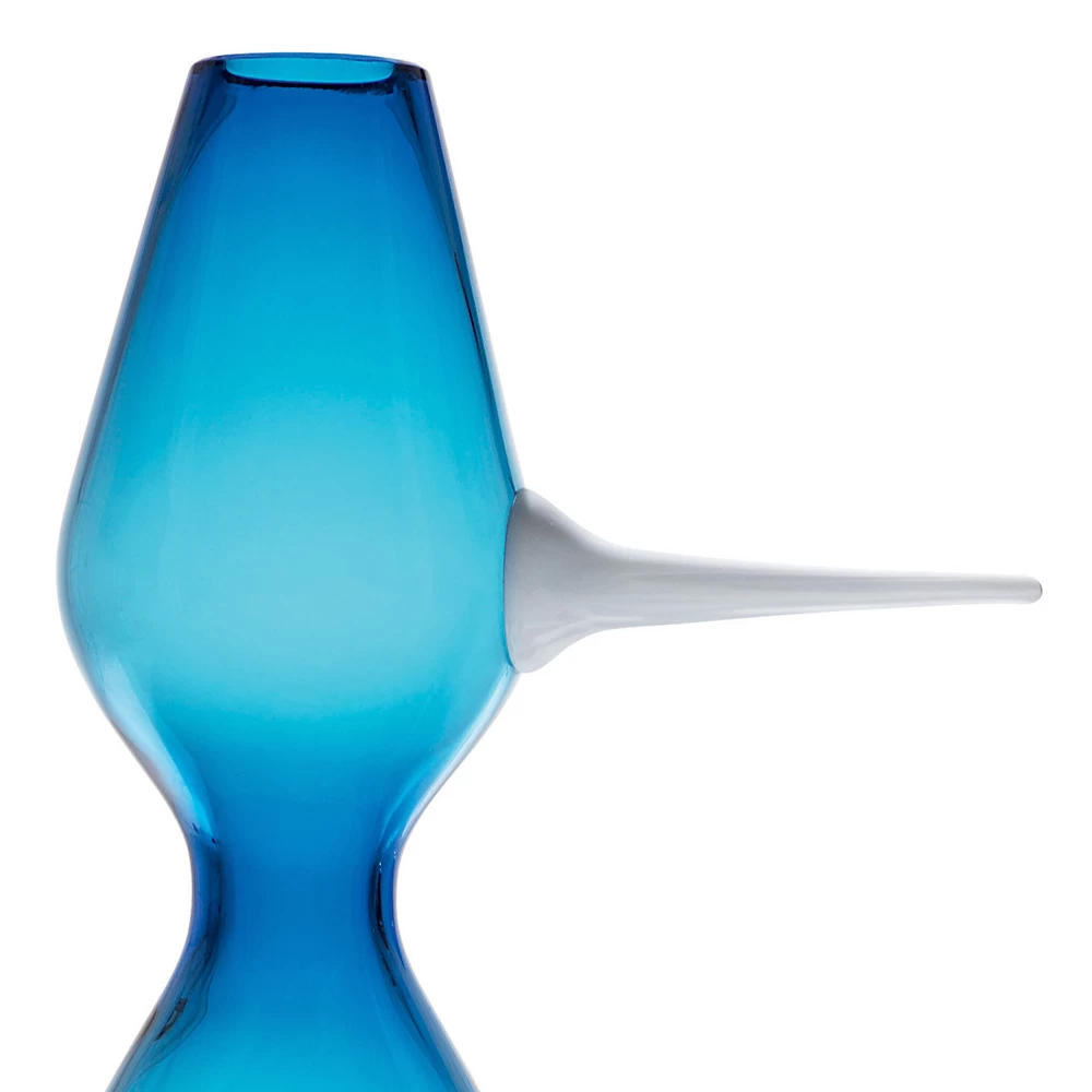 Vase De Design Moderne En Verre Soufflé De Murano Bleu Fabriqué En Italie - Nez 4 Vase De Design Moderne En Verre Soufflé De Murano Bleu Fabriqué En Italie - Nez – Image 2