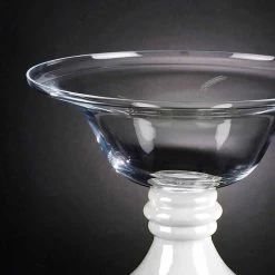 Vase D'intérieur élégant En Verre Blanc Et Transparent Fabriqué En Italie - Allegra -Décoration D'intérieur vaso elegante per interni in vetro bianco e trasparente made in italy allegra 1