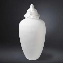 Vase Design En Céramique Blanche Avec Décoration Fabriquée à La Main En Italie - Verio