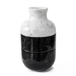 Vase En Marbre Blanc De Carrare Et Noir Marquinia Luxury Design - Calar