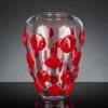 Vase En Verre Soufflé De Murano Transparent Et Rouge Fabriqué En Italie - Cenzo -Décoration D'intérieur vaso in vetro soffiato di murano trasparente e rosso made in italy cenzo