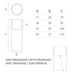 Grand Vase D'intérieur En Polyéthylène Blanc Fabriqué En Italie - Devid -Décoration D'intérieur vaso luminoso da interno alto in polietilene bianco made in italy devid 10