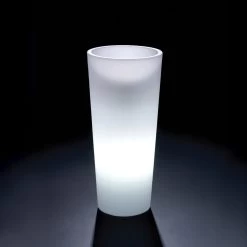 Grand Vase D'intérieur En Polyéthylène Blanc Fabriqué En Italie - Devid -Décoration D'intérieur vaso luminoso da interno alto in polietilene bianco made in italy devid 4