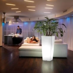 Grand Vase D'intérieur En Polyéthylène Blanc Fabriqué En Italie - Devid -Décoration D'intérieur vaso luminoso da interno alto in polietilene bianco made in italy devid 7