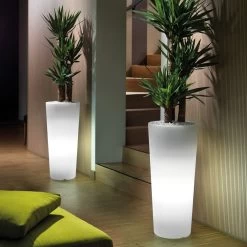 Grand Vase D'intérieur En Polyéthylène Blanc Fabriqué En Italie - Devid -Décoration D'intérieur vaso luminoso da interno alto in polietilene bianco made in italy devid 8