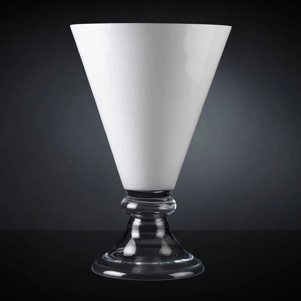 Vase D'intérieur Moderne En Verre Blanc Et Transparent Fabriqué En Italie - Romantique 4 Vase D'intérieur Moderne En Verre Blanc Et Transparent Fabriqué En Italie - Romantique – Image 2