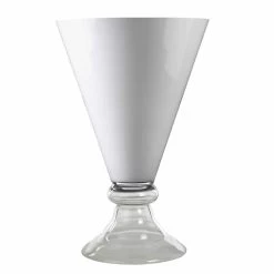 Vase D'intérieur Moderne En Verre Blanc Et Transparent Fabriqué En Italie - Romantique