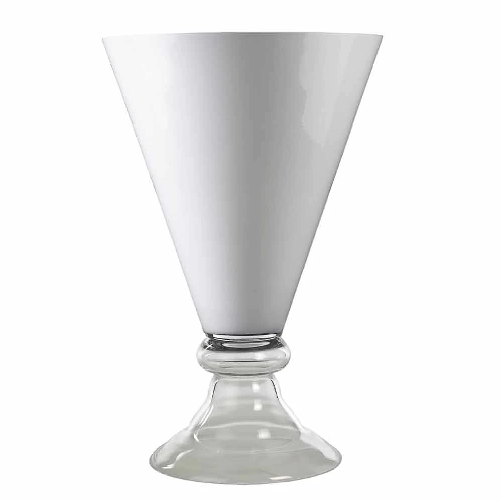 Vase D'intérieur Moderne En Verre Blanc Et Transparent Fabriqué En Italie - Romantique 3 Vase D'intérieur Moderne En Verre Blanc Et Transparent Fabriqué En Italie - Romantique