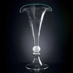 Vase Ornemental En Verre Transparent Avec Sphère Blanche Fabriqué En Italie - Vanissa