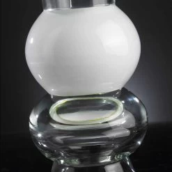 Vase Ornemental En Verre Transparent Avec Sphère Blanche Fabriqué En Italie - Vanissa -Décoration D'intérieur vaso ornamentale in vetro trasparente con sfera bianca made in italy vanissa 3